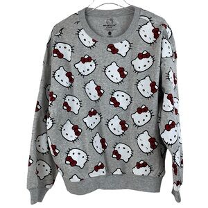 Hello Kitty Sanrio all over print gray sweatshirt women’s size L